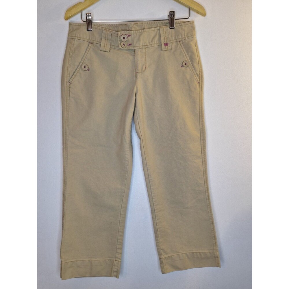 Vtg Aeropostale Khaki Capri Pants Women's Sz 3/4 Button Fly Bohemian Y2k 90's